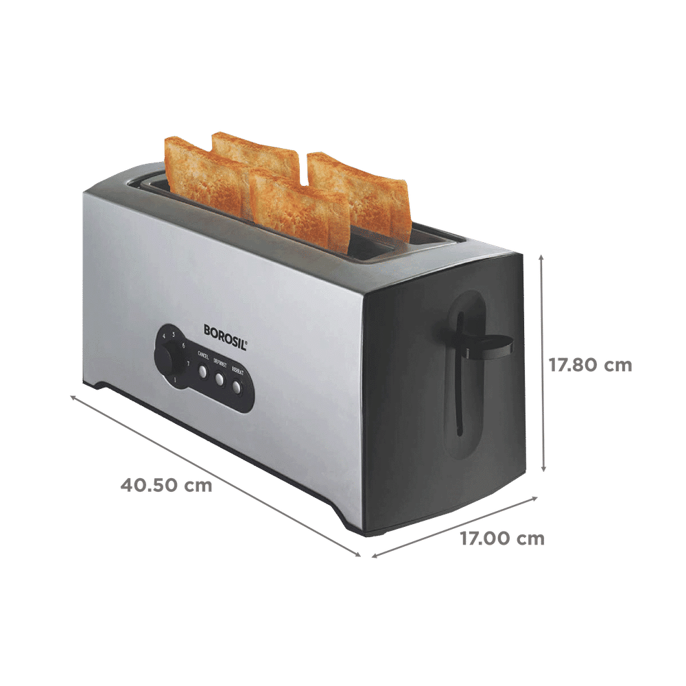 Buy BOROSIL Krispy 1500W 4 Slice PopUp Toaster with Temperature